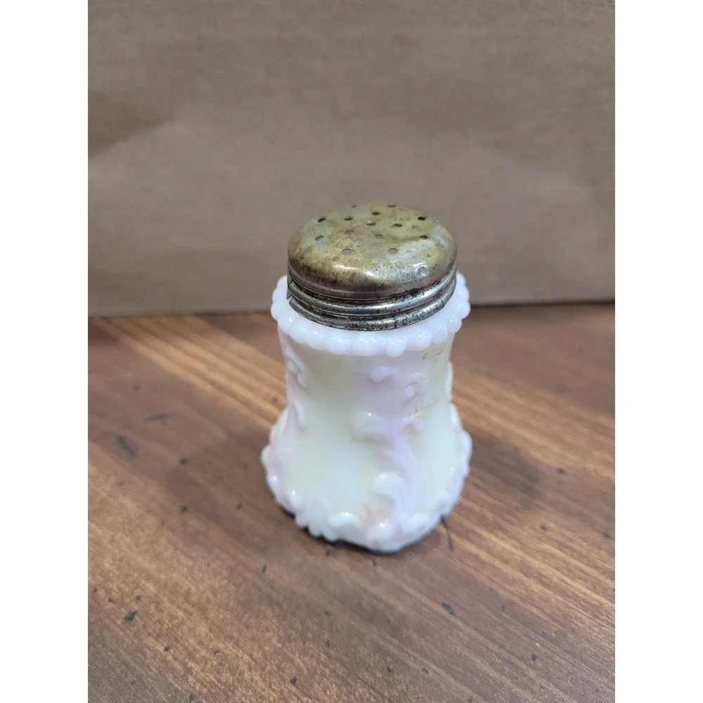 Victorian Salt Shaker  ,Slag glass, Vine Pattern